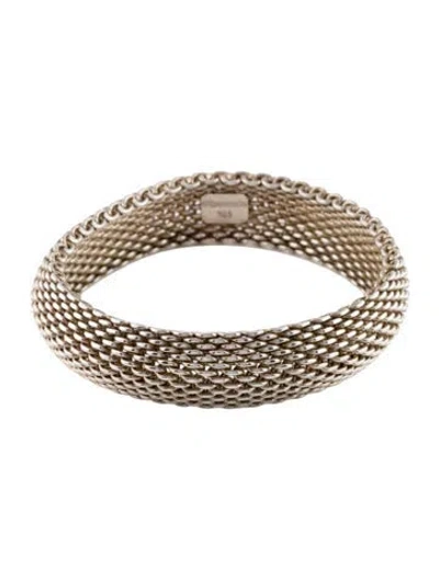 Pre-owned Tiffany & Co Somerset Mesh Bangle Bracelet, 7.5" In Multi