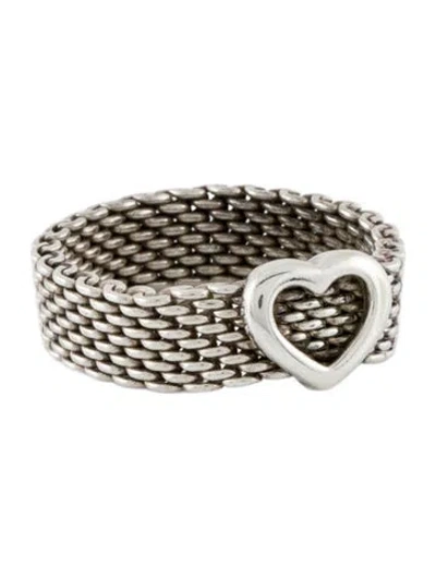 Pre-owned Tiffany & Co Somerset Mesh Heart Ring In Multi