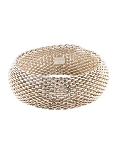 Pre-owned Tiffany & Co Somserset Mesh Bangle Bracelet, 8.75" In Multi