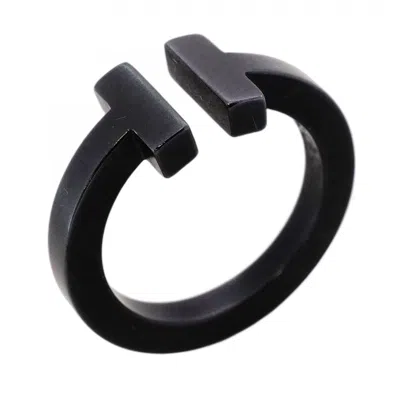Pre-owned Tiffany & Co Stainless Steel Band Ring () In Black