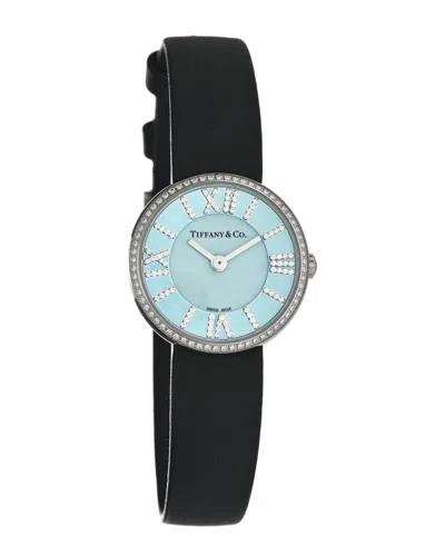 TIFFANY & CO TIFFANY & CO. STAINLESS STEEL CALFSKIN DIAMOND BEZEL ATLAS 2-HAND QUARTZ WATCH  (AUTHENTIC PRE-LOVED