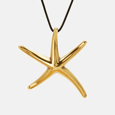 Pre-owned Tiffany & Co Starfish 18k Yellow Gold Cord Necklace