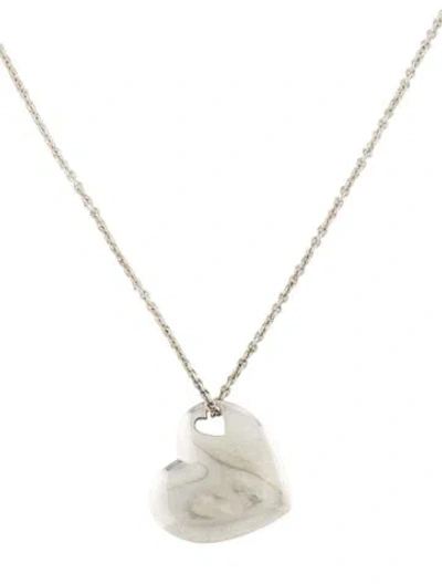 Pre-owned Tiffany & Co Stencil Cut-out Heart Pendant Necklace, 15.75" In Multi