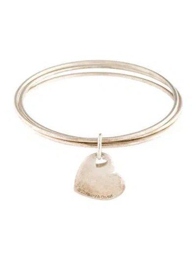 Pre-owned Tiffany & Co Stencil Heart Charm Triple Bangle Bracelet, 7.5" In Multi