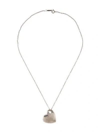 Pre-owned Tiffany & Co Stencil Puff Heart Pendant Necklace, 16" In Multi