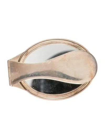 Pre-owned Tiffany & Co Sterling Folding Pocket Vanity Mirror In Silver