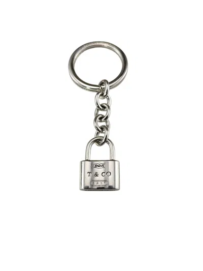 Pre-owned Tiffany & Co . Sterling Silver 1837 Padlock Key Ring #24524 In Multi