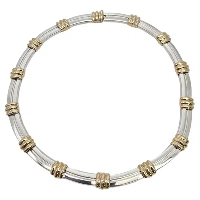 Pre-owned Tiffany & Co Sterling Silver 18k Gold Atlas Necklace/choker 15.5" #25469 In Multi