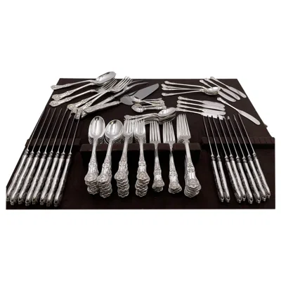 Pre-owned Tiffany & Co . Sterling Silver 98-piece Flatware Set In English King Pattern In Black