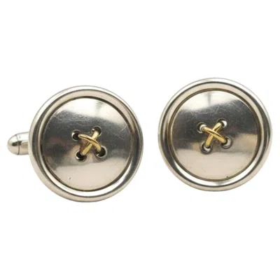 Pre-owned Tiffany & Co Tiffany And Co Sterling Silver And 18k Yellow Gold Button Cufflinks