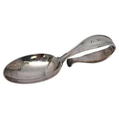 Pre-owned Tiffany & Co Sterling Silver Curved Handle Loop Baby Spoon With Mono #16853 In Multi