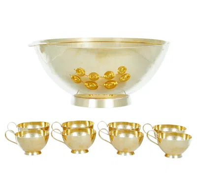 Pre-owned Tiffany & Co . Sterling Silver / Gilt Punch Bowl Service / 8 People In Sand