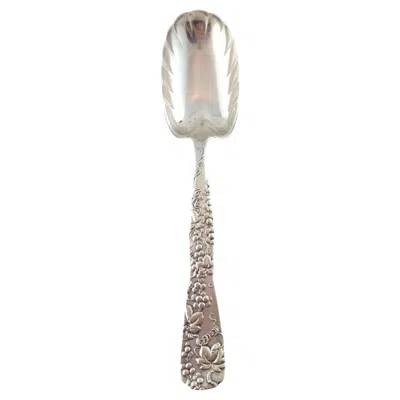 Pre-owned Tiffany & Co . Sterling Silver Grape Vine Large Preserve Spoon #18041 In Purple