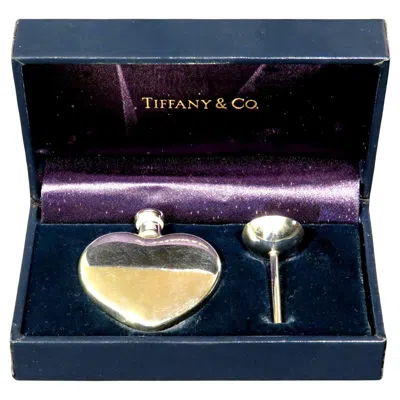 Pre-owned Tiffany & Co Sterling Silver Heart Shaped Perfume / Scent Bottle & Funnel By . In Black