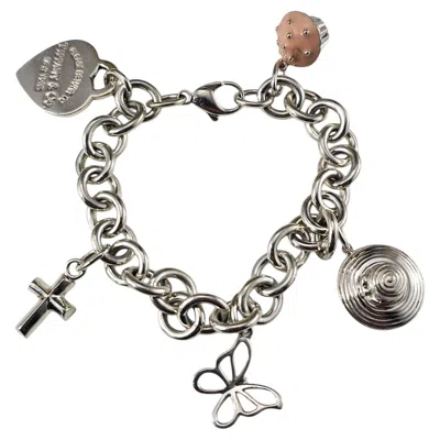 Pre-owned Tiffany & Co . Sterling Silver Multi-charm Bracelet W/pouch #24521