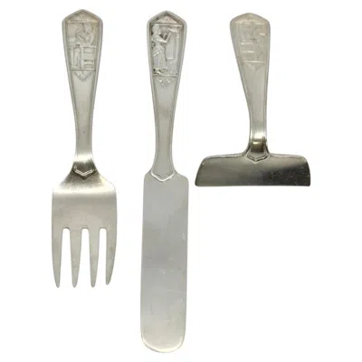 Pre-owned Tiffany & Co Sterling Silver Old King Cole Baby Feeding Set W/mono #19620 In Multi