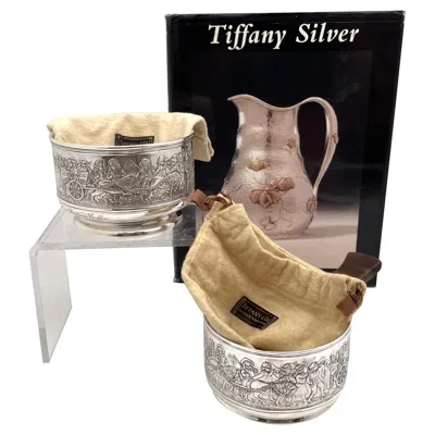 Pre-owned Tiffany & Co . Sterling Silver Rare Child's Bowl & Porringer W/ Original Pouches In Brown