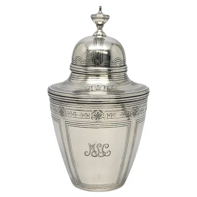Pre-owned Tiffany & Co Sterling Silver Tea Caddy With Monogram #16850 In Multi