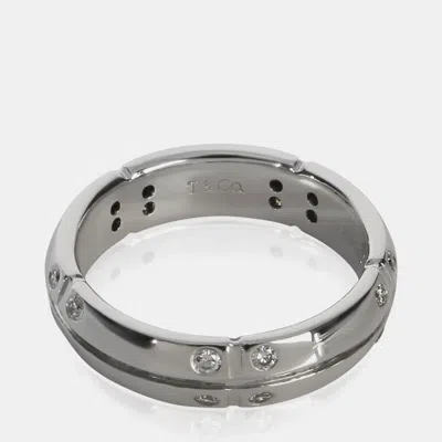 Pre-owned Tiffany & Co Streamerica 18k White Gold Diamond Band Ring Eu 48