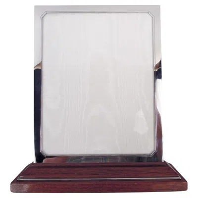 Pre-owned Tiffany & Co Striking Tiffany Modern Sterling Silver Picture Frame On Wood Base