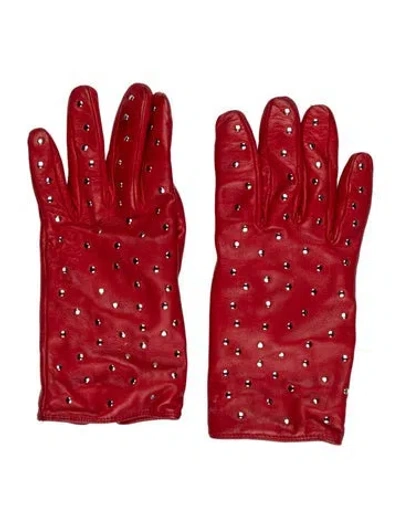 Pre-owned Tiffany & Co Studded Leather Gloves In Red