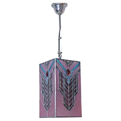 Pre-owned Tiffany & Co . Style Lantern, Art Deco Design, Ruby Glass, 1990s In Transparent