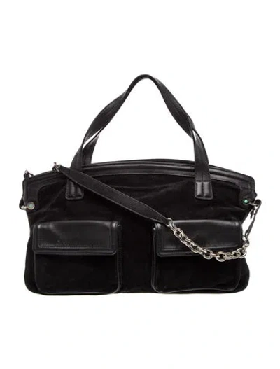 Pre-owned Tiffany & Co Suede Top Handle Bag In Black