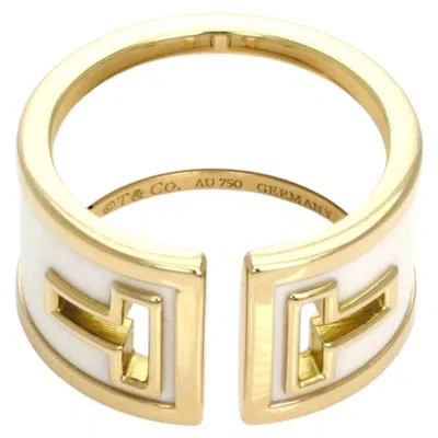 Pre-owned Tiffany & Co . T Cut White Ceramic 18k Yellow Gold Wide Band Ring Size 6