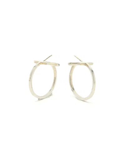Tiffany & Co T Hoop Silver Earrings In Gold