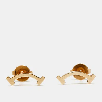 Pre-owned Tiffany & Co T Smile Mini 18k Rose Gold Earrings