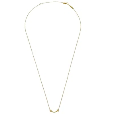 Pre-owned Tiffany & Co . T Smile Pendant Necklace 18k Yellow Gold Gold Gold Necklace Jewelry ()