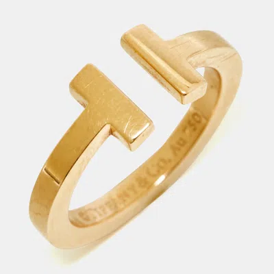 Pre-owned Tiffany & Co T Square 18k Rose Gold Ring Size 54
