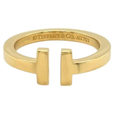Pre-owned Tiffany & Co . T Square 18k Yellow Gold Band Ring Size 8.5