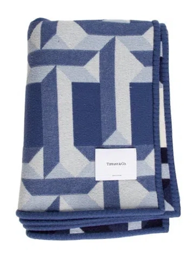 Pre-owned Tiffany & Co T True Throw Blanket In Blue