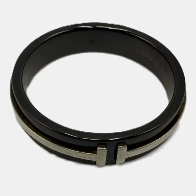 Pre-owned Tiffany & Co T Two Silver/black Titanium Ring
