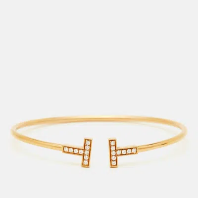 Pre-owned Tiffany & Co T Wire Diamond 18k Rose Gold Bracelet