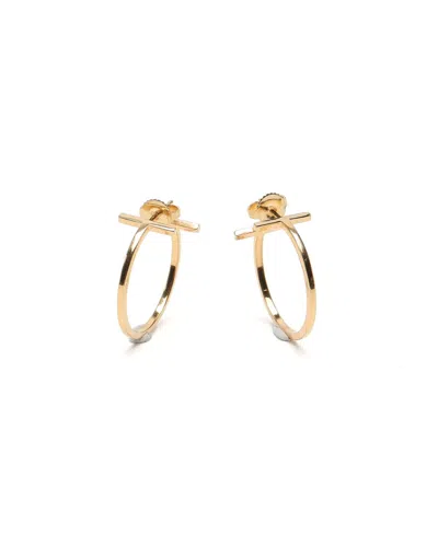 Pre-owned Tiffany & Co T Wire Hoop 18kt Earrings In Yellow