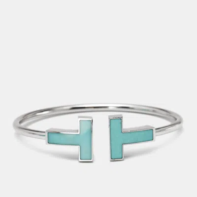 Pre-owned Tiffany & Co T Wire Turquoise 18k White Gold Large Model Bracelet