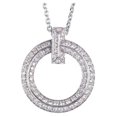 Pre-owned Tiffany & Co T1 Circle 0.72 Carat Diamond 18k White Gold Pendant Necklace