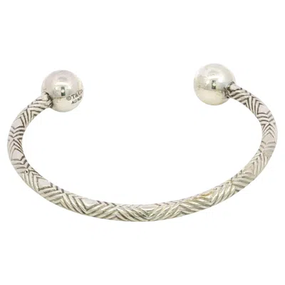 Pre-owned Tiffany & Co . Textured Hardwear Barbell Ball Cuff Bracelet Sterling Silver 6.25" In Multiple
