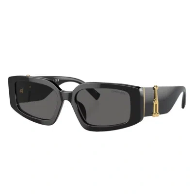 Pre-owned Tiffany & Co . Tf 4208u 8001s4 Black Plastic Rectangle Sunglasses Grey Lens In Gray