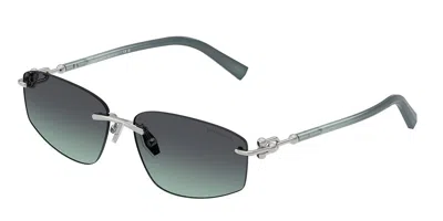 Tiffany & Co Tf3114 60012g Men's Sunglasses Silver Size 59 In Green