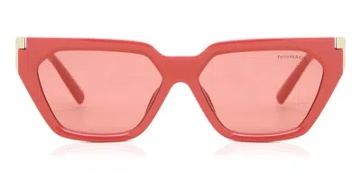 Tiffany & Co Tf4205u Branded-arm Irregular-frame Acetate Sunglasses In Coral