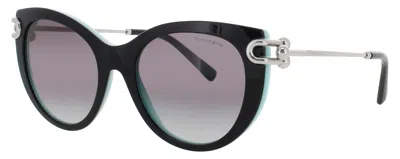 Tiffany & Co . Tf4232 Sunglasses 53-19-140 With Case In 80553c - Black On Tiffany Blue / Gradient Grey