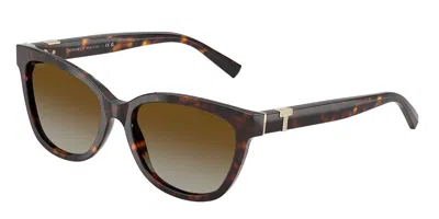Tiffany & Co Tf4237bf Asian Fit Polarized 8015t5 Women's Sunglasses Tortoiseshell Size 55 In Brown