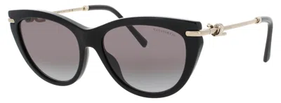 Tiffany & Co . Tf4253 Sunglasses 55-16-145 With Gradient Lenses, Acetate & Metal Case Included In 80013c - Black / Gold / Grey Gradient