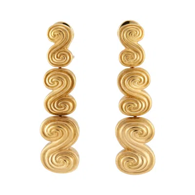 Pre-owned Tiffany & Co . Three-section Long Swirl Gold Dangle Earrings In Multi