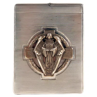 Pre-owned Tiffany & Co Tiffany 925 Silver Masonic Cigarette Case, Wwi Memorial. Usa, 1920. In Brown