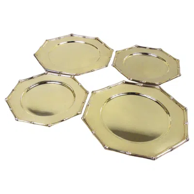 Pre-owned Tiffany & Co Tiffany American Gilt Sterling Silver Plates In Bamboo Pattern In Sand