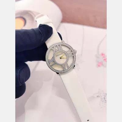 Pre-owned Tiffany & Co Tiffany Atlas Quartz Watch White Gold Diamond Bezel 30 Mm
